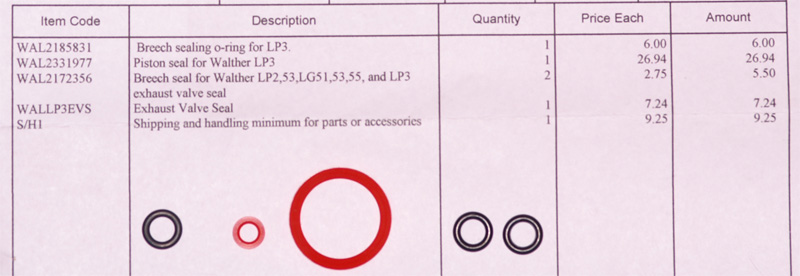 Walther LP3 replacement O-rings