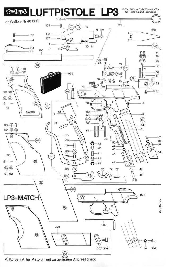 Parts diagram for walther LP3